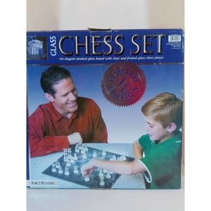 1996 Pavilion Glass Chess Set Limited Edition with Smoked Glass Chess Board Read